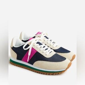 J Crew Fashionable Sneaker Navy, Pink & Cream